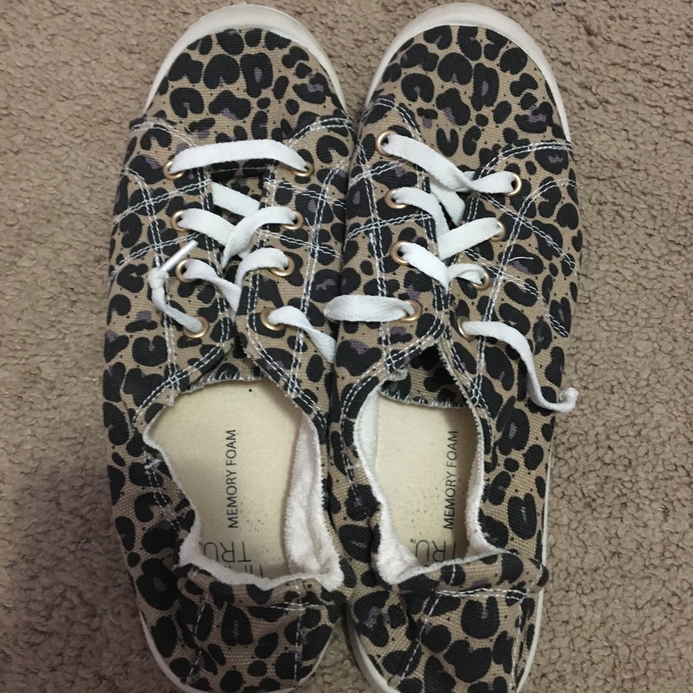 Leopard/cheetah print memory foam slip on shoes